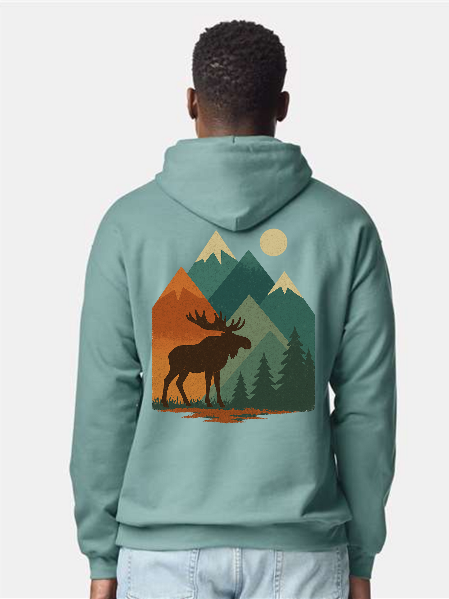 Nature-Inspired Moose Fleece Hoodie, Outdoor Apparel
