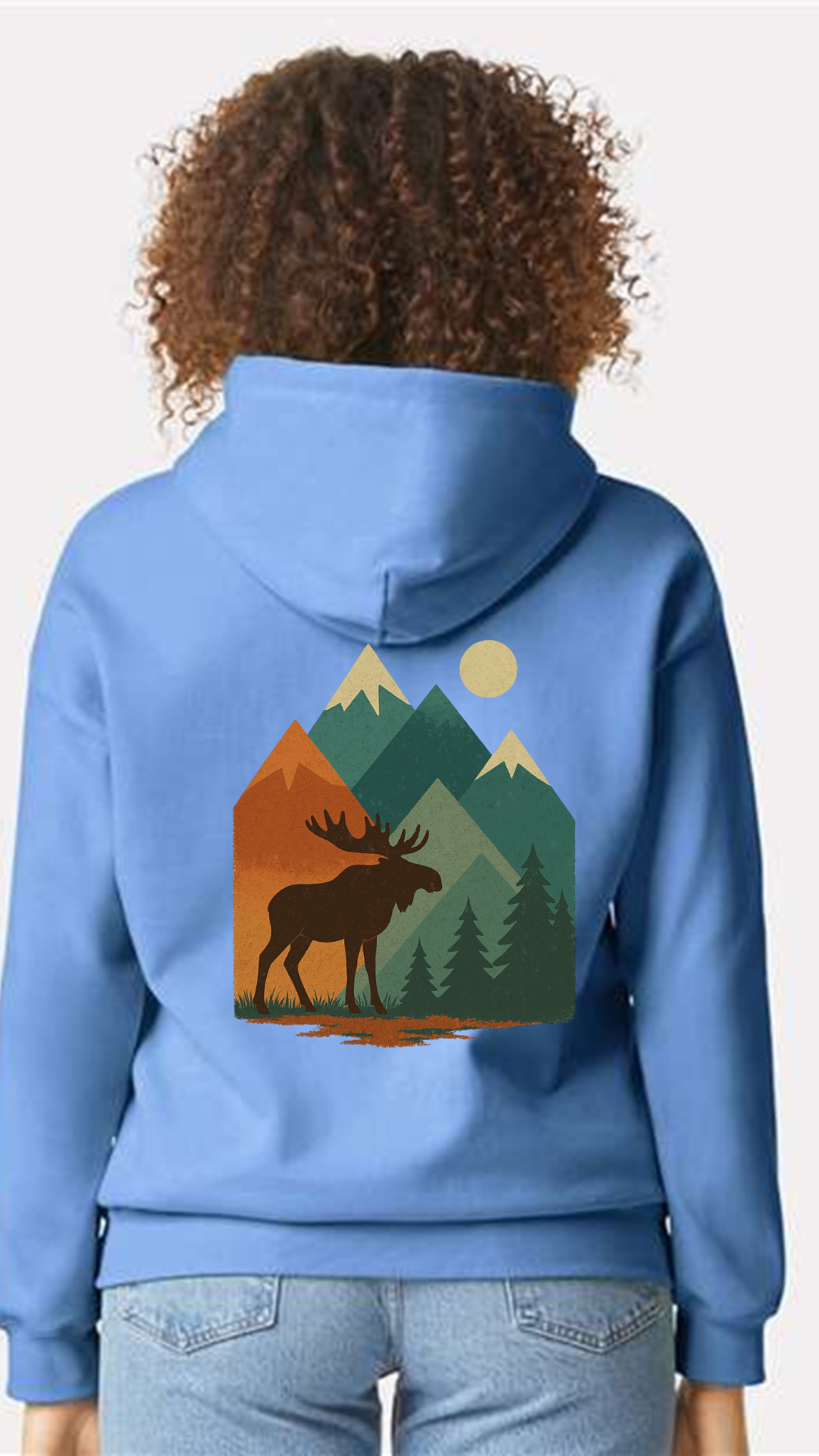 Nature-Inspired Moose Fleece Hoodie, Outdoor Apparel