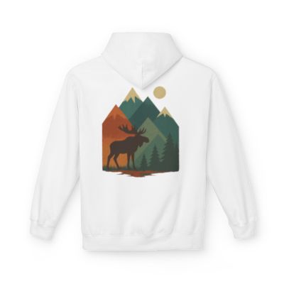 Nature-Inspired Moose Fleece Hoodie, Outdoor Apparel