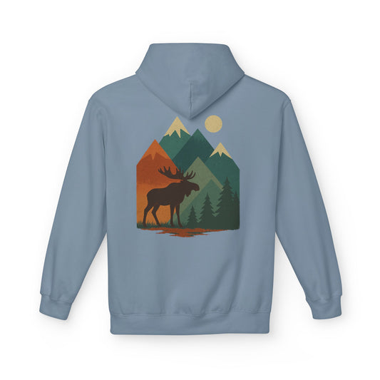 Nature-Inspired Moose Fleece Hoodie, Outdoor Apparel